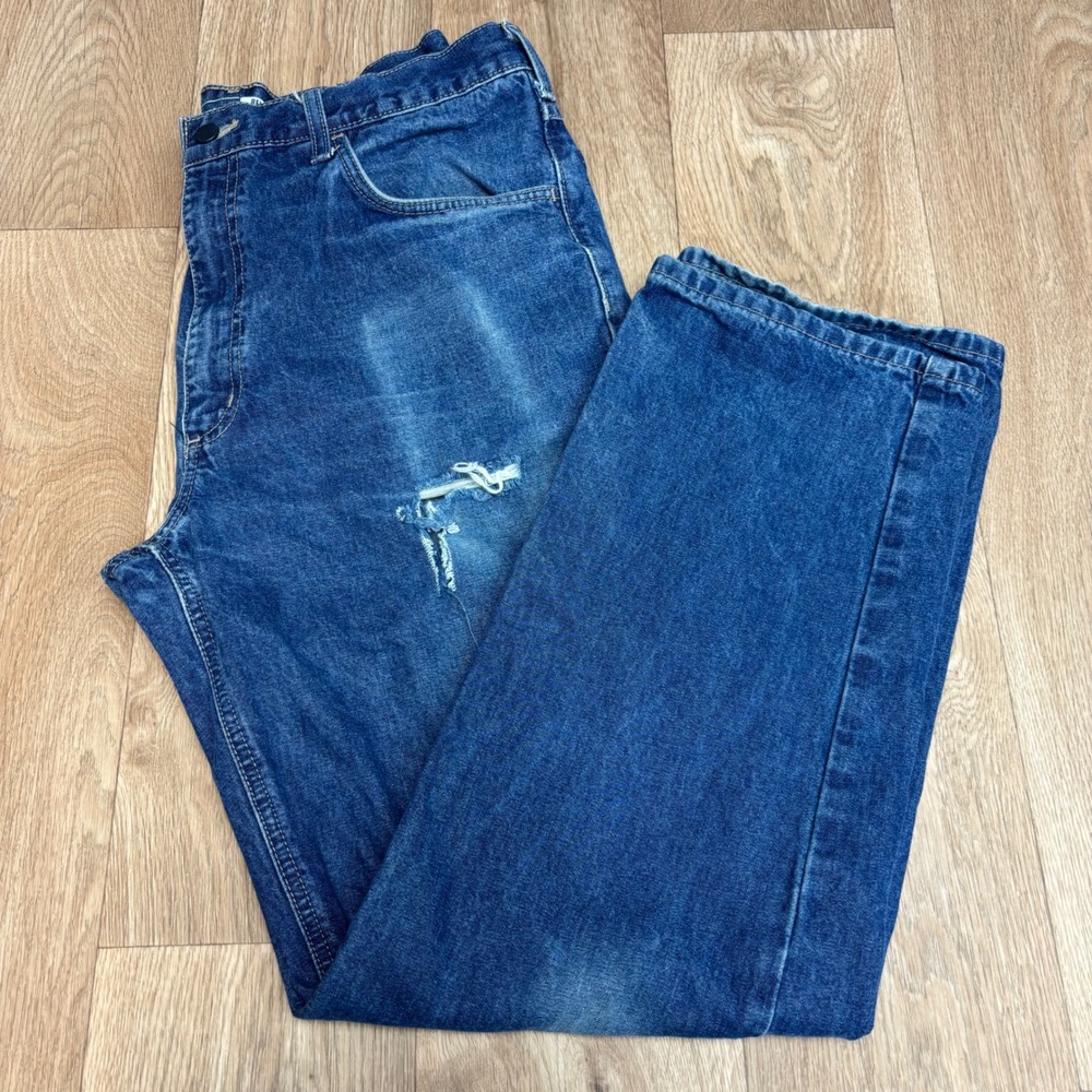 Carhartt FR Relaxed Fit Denim Jeans Mens 36x32 Blue Work Pants BD0100-FRM CAT 2